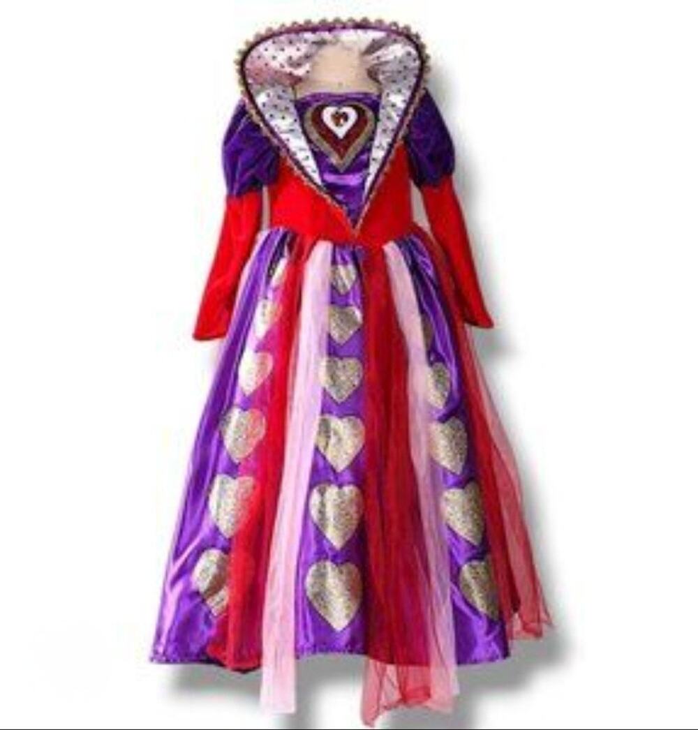 NEW Queen of Hearts Costume Alice & Wonderland Dress Halloween Girls 6-8T